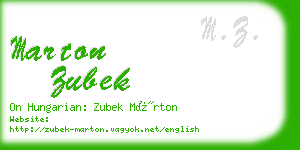 marton zubek business card